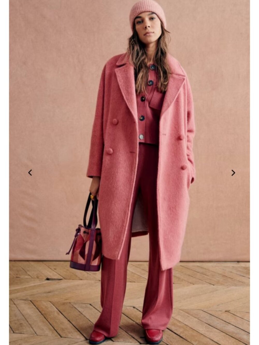 NWT SEZANE JIM COAT Rosewood dark pink wool oversized SZ34 US2 bust39